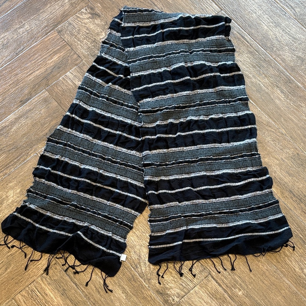 Madewell Black and Gray Striped Scarf